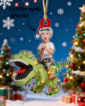Custom Face & Name Dinosaur Christmas Ornament – Personalized Christmas Gift for Kids