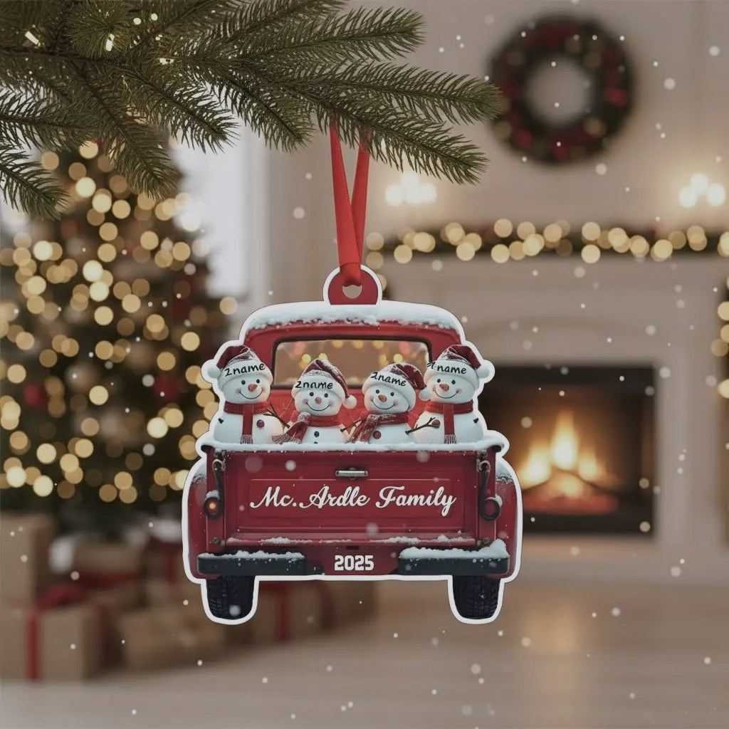 Custom Name & Year Snowman Acrylic Christmas Ornament – Personalized Holiday Tree Decor