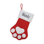 Custom Name Gray Cat Paw Christmas Stocking Ornament Tree Decoration