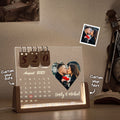 Custom Heart Photo & Name Acrylic Calendar Night Light – Birthday Christmas & Valentine’s Day Gift
