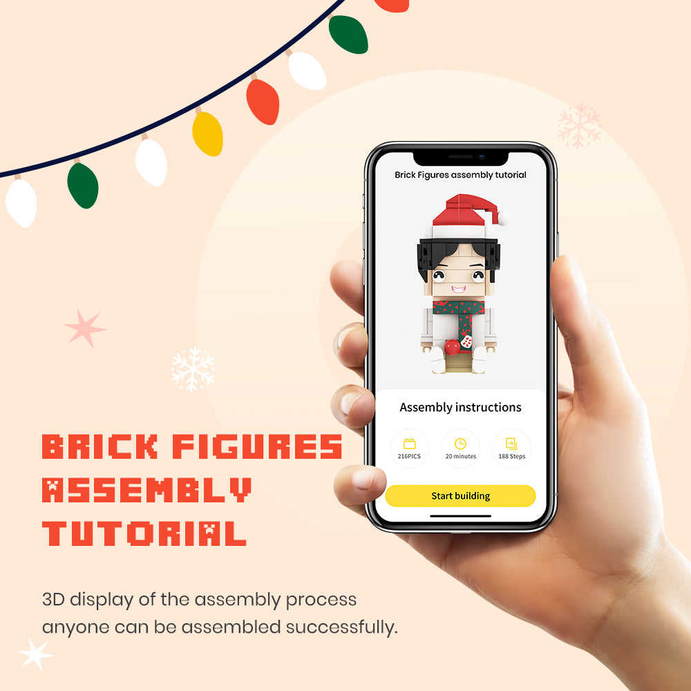 Customized Head Christmas Elf Figures Small Particle Block Toy Customizable Brick Art Gifts