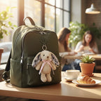 Llavero de peluche de conejito con foto personalizada – Adorno de bolso de conejo tierno personalizado con orejas con foto y lazo de regalo