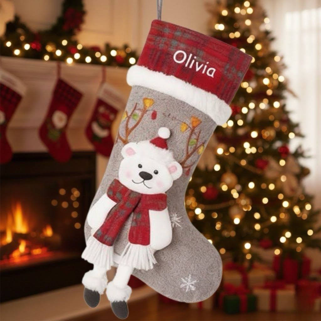 Custom Name 3D Pattern Christmas Stocking Ornament Tree Decoration