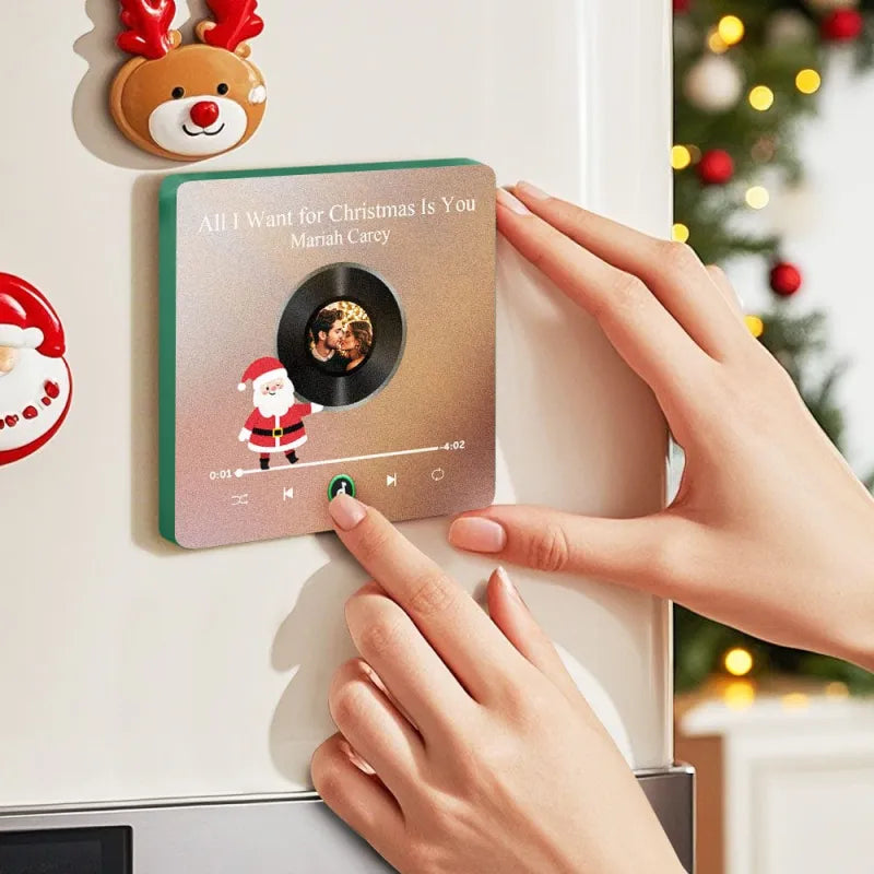 FridgeBeats Frameless 4.0 Custom Photo Music Fridge Magnet Colorful Santa Claus Fridge Magnet Music That Can Be Played Christmas Gift
