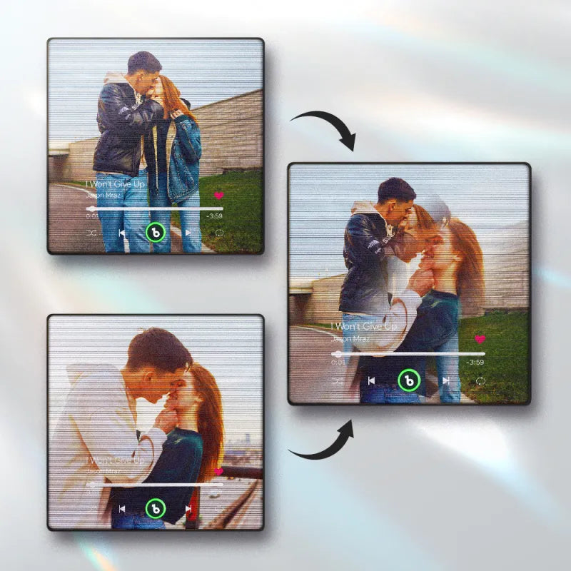 FridgeBeats Framed 4.0 Custom Lenticular Flip Music Fridge Magnet Personalized 2 Photos in 1 Album Fridge Magnet for Couple