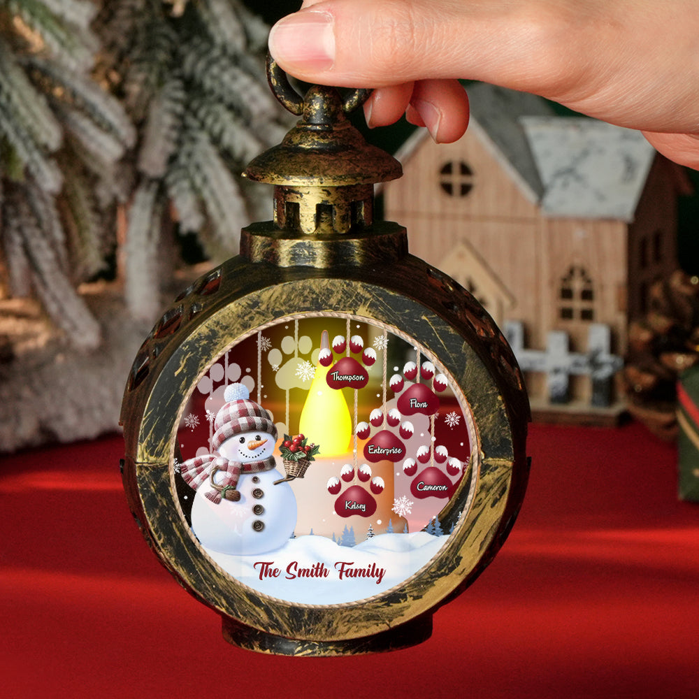 Custom Name Snowman Lantern Ornament – Personalized Vintage-Style Christmas Hanging Decoration