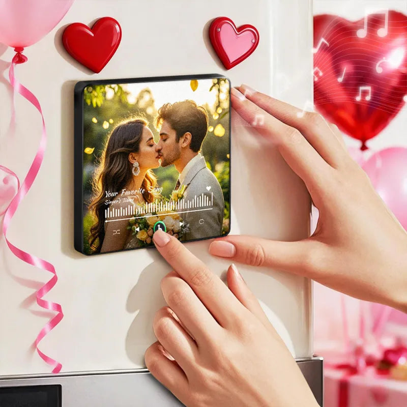 FridgeBeats Framed 4.0 Personalized Your Favorite Song Fridge Magnet Custom Fridge Magnet With Music and Photo Valentines Gift