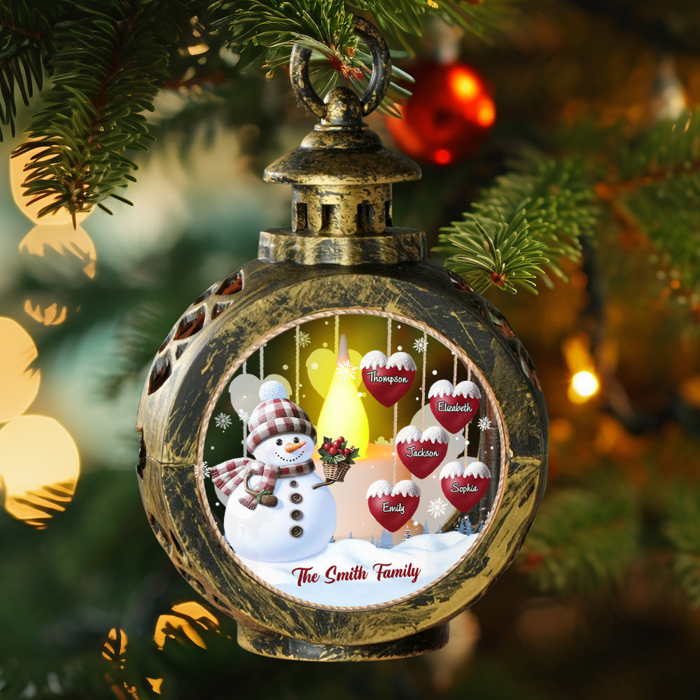 Custom Name Snowman Lantern Ornament – Personalized Vintage-Style Christmas Hanging Decoration