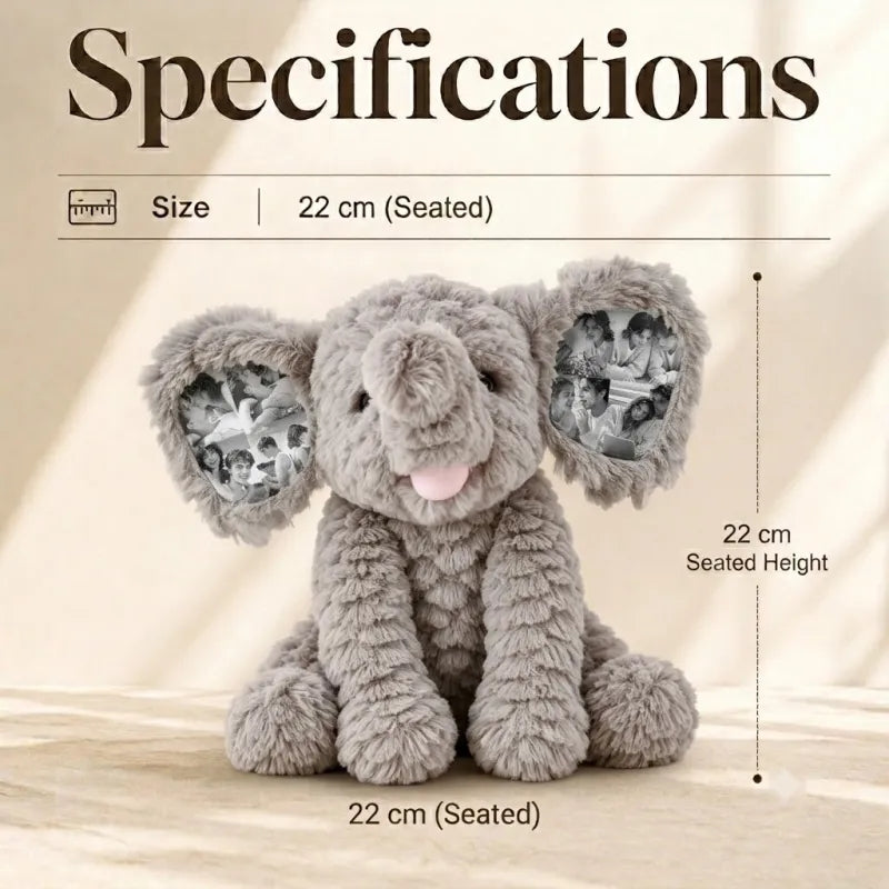 Peluche de elefante con foto personalizada – Regalo de elefante con imagen en la oreja, personalizado para parejas y aniversarios