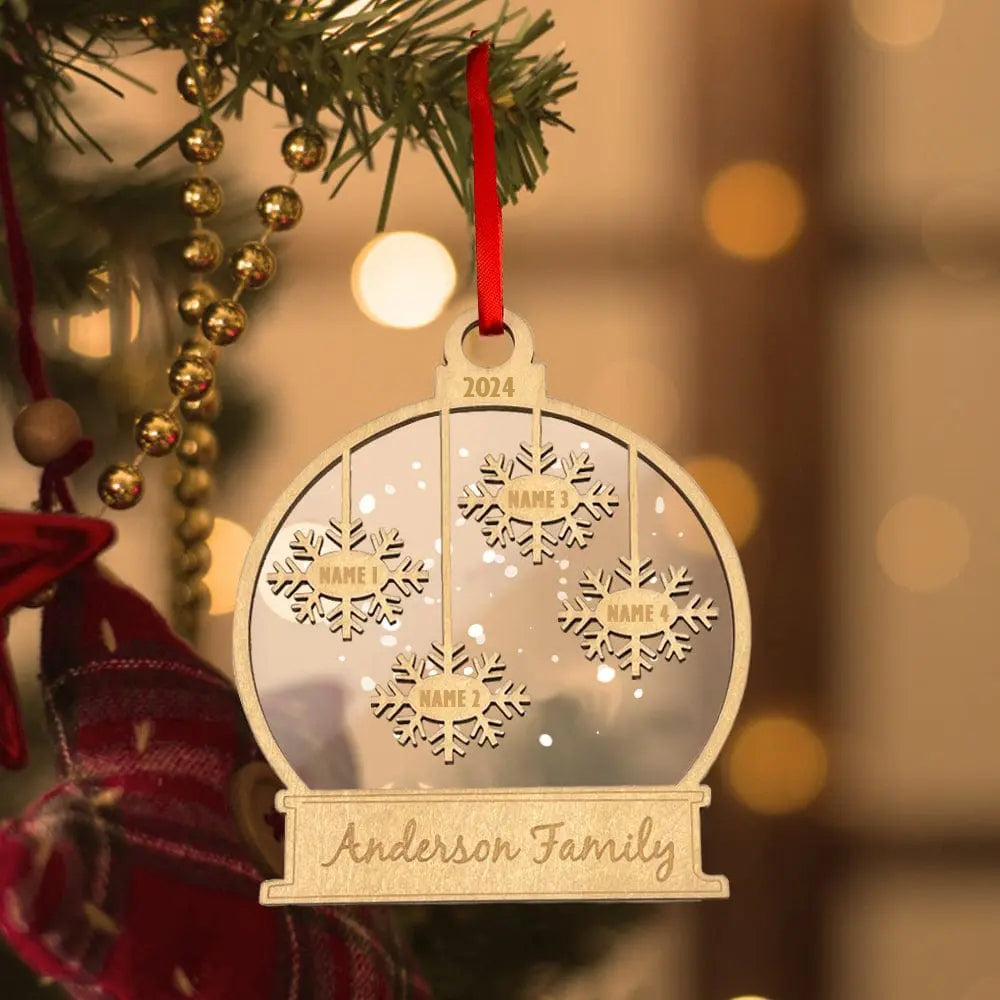 Custom Engraved Name Christmas Ornament Personalized Wooden Family Ornament Christmas Tree Decoration