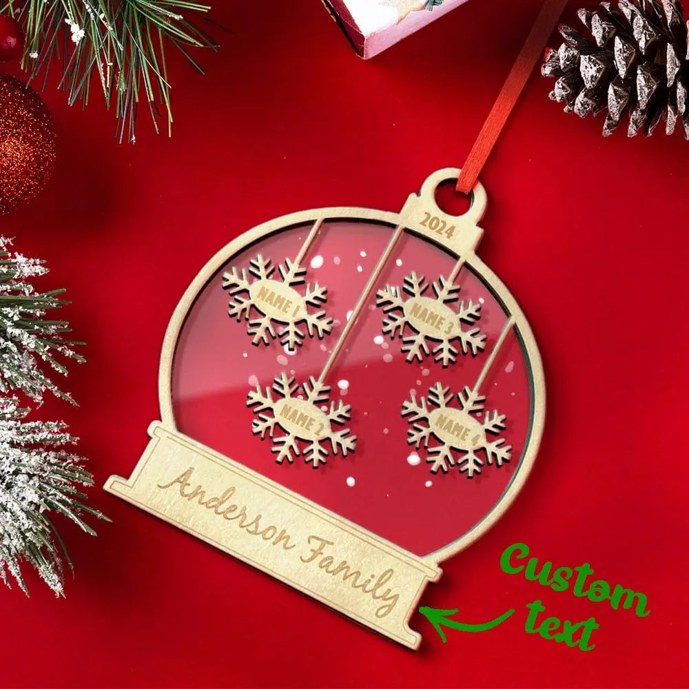 Custom Engraved Name Christmas Ornament Personalized Wooden Family Ornament Christmas Tree Decoration