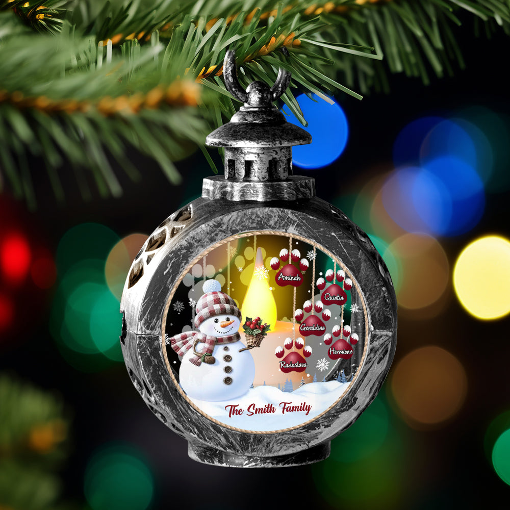 Custom Name Snowman Lantern Ornament – Personalized Vintage-Style Christmas Hanging Decoration