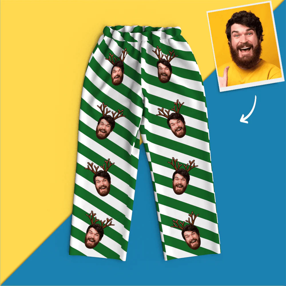 Custom Face Christmas Long Sleeve Pajamas Set Elk