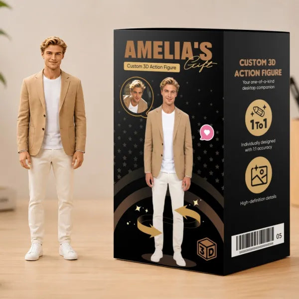 Custom Realistic 3D Figurine from Photo with Display Box Personalized Full Body Figure
