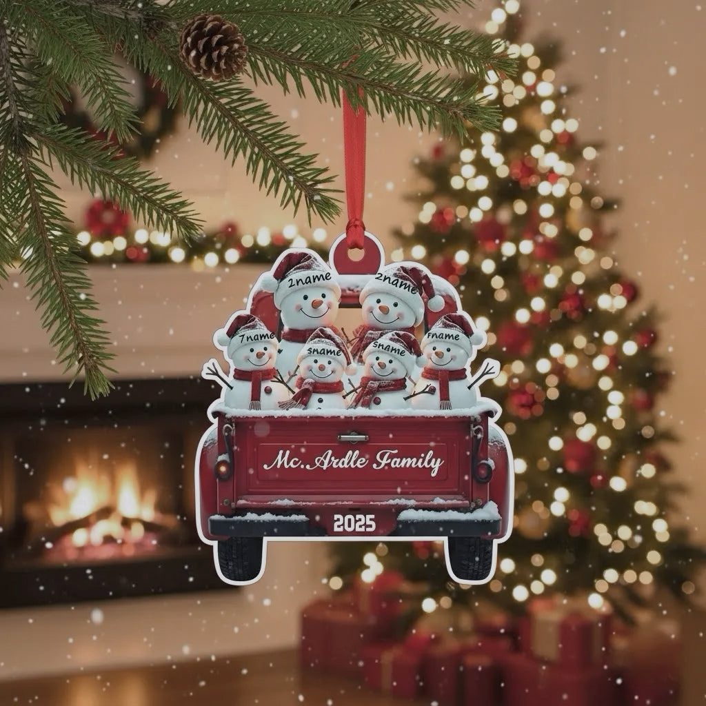 Custom Name & Year Snowman Acrylic Christmas Ornament – Personalized Holiday Tree Decor