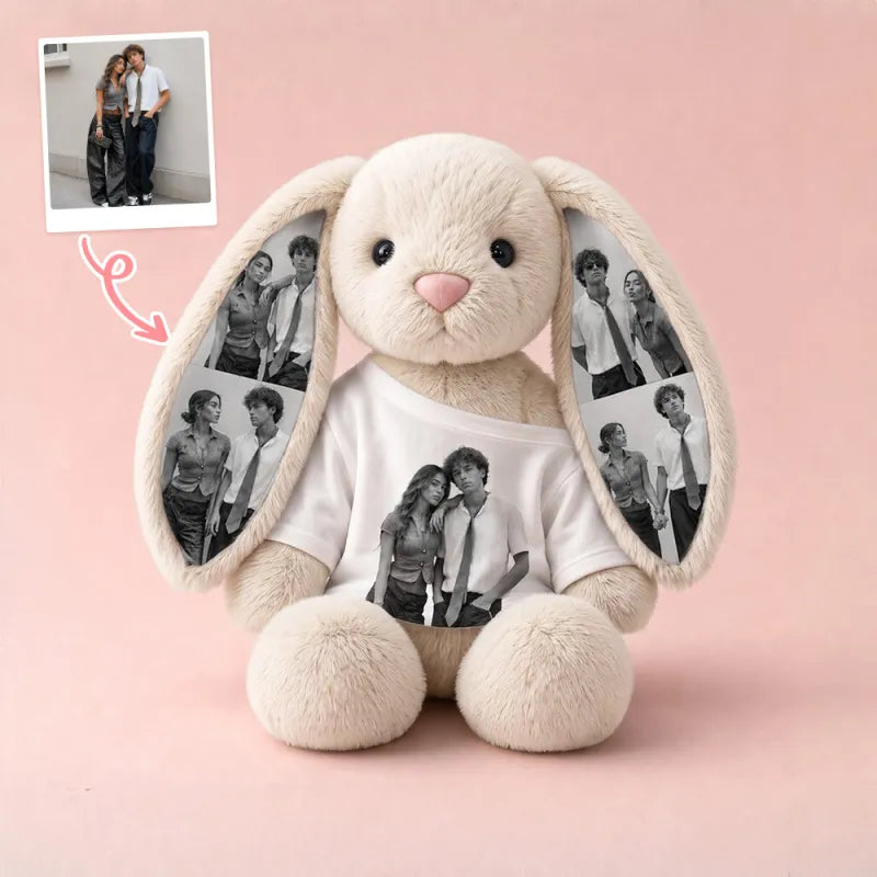 Bonito peluche de conejito con camiseta extraíble, muñeco de conejo de peluche suave, tierno recuerdo para niños y adultos