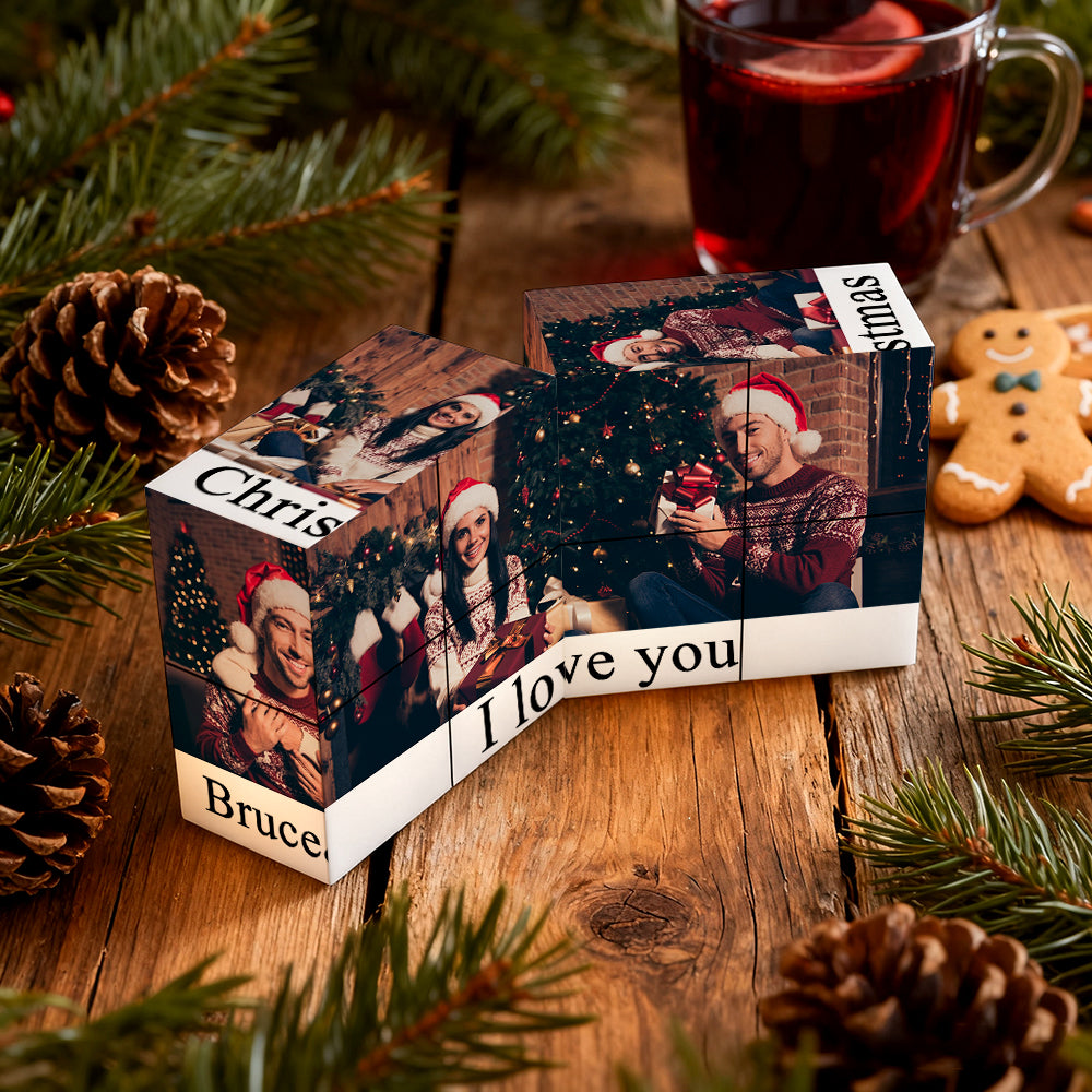 Custom Photo Text Cube Personalized Magic Puzzle Christmas Gift for Him Her