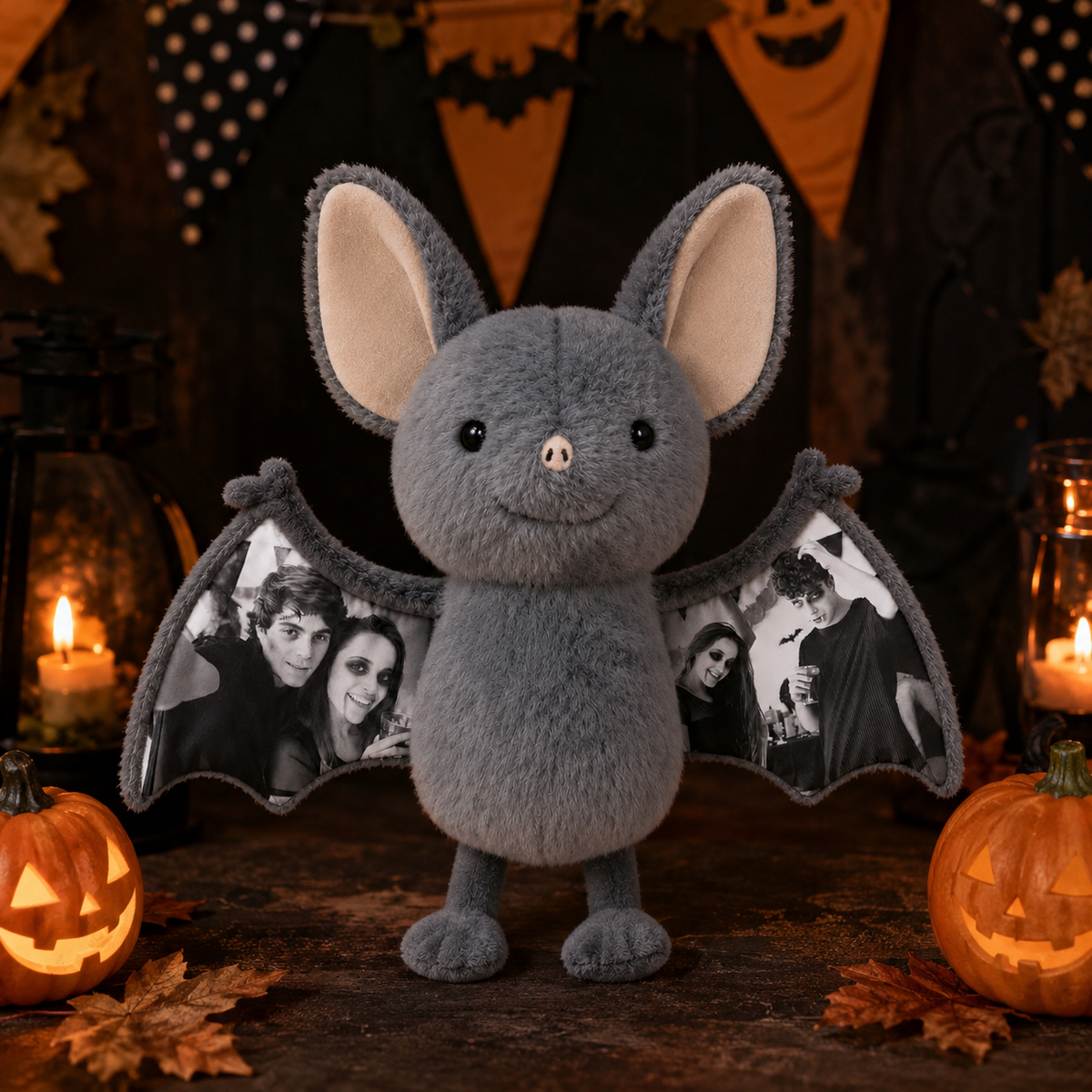 Peluche de murciélago con foto personalizada, regalo de Halloween personalizado para parejas