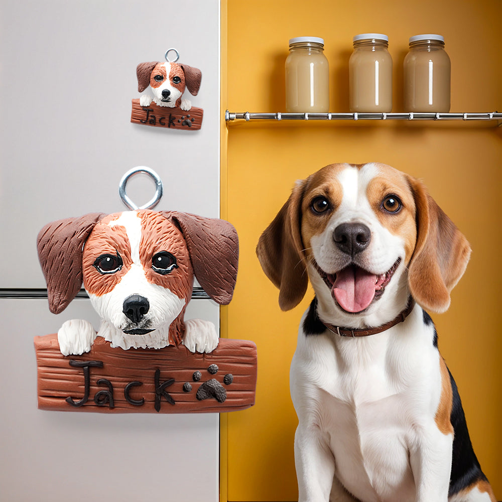 Custom Pet Fridge Magnets Handcrafted Personalized Clay Refrigerator Decor Christmas Gift for Pet Lovers