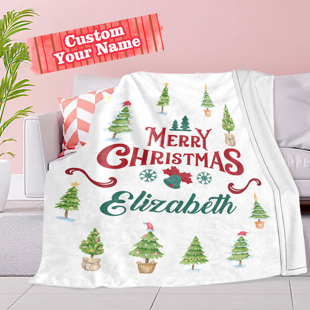 Christmas Blanket Personalized Name Blanket for Her Merry Christmas Gift