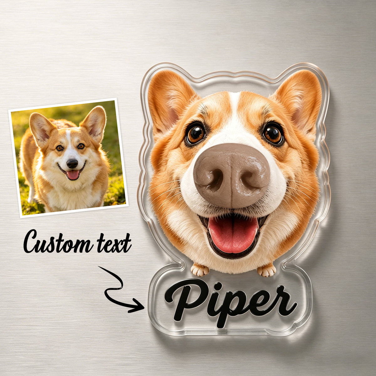 Custom Dog Nose Squishy Fridge Magnet Sticker – Personalized Pet Nose Squeeze Toy with Custom Face & Name