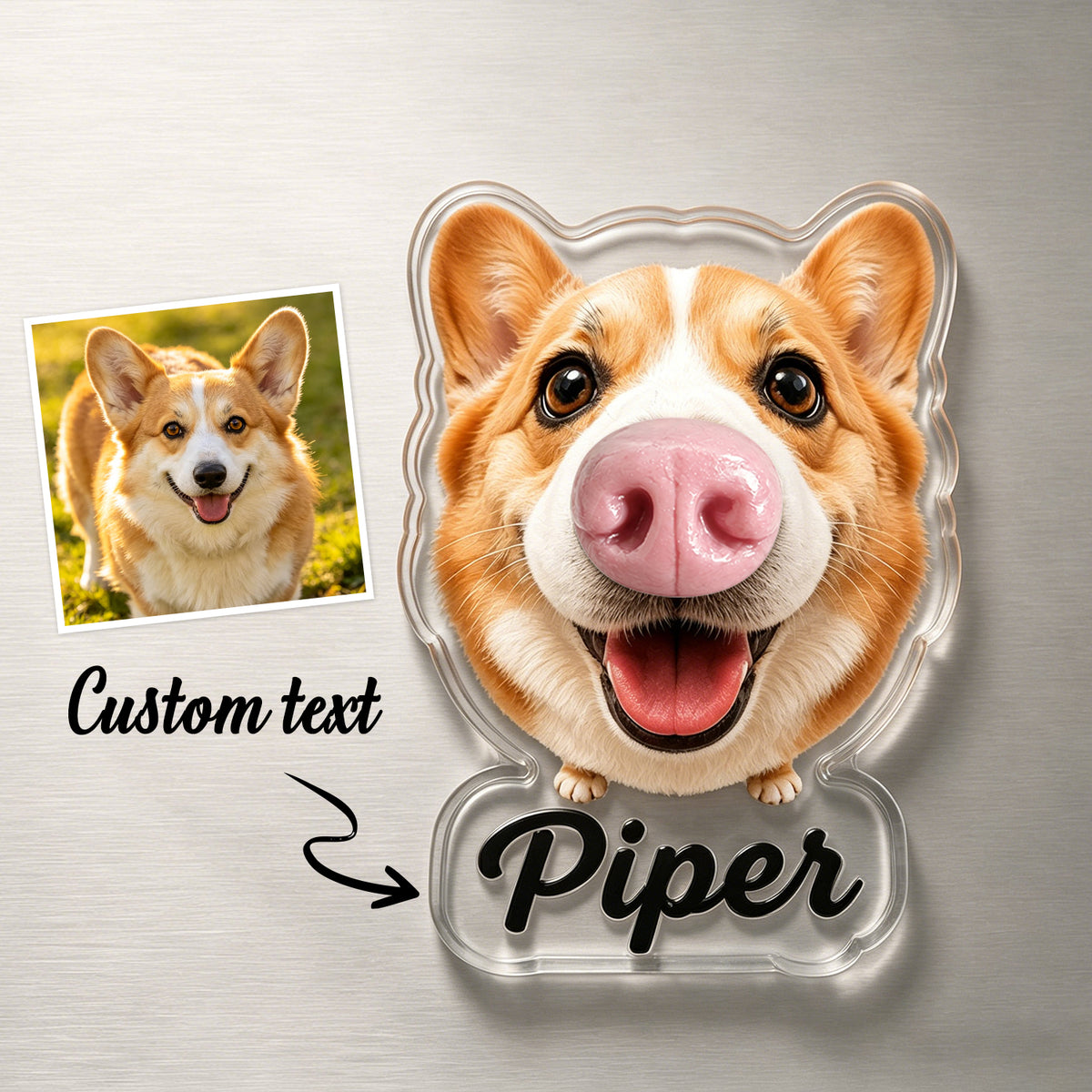 Custom Dog Nose Squishy Fridge Magnet Sticker – Personalized Pet Nose Squeeze Toy with Custom Face & Name