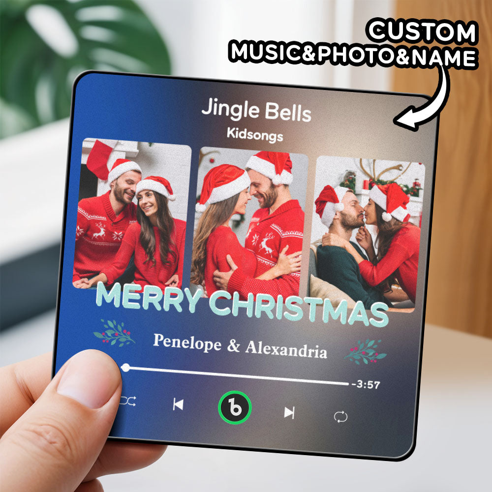 FridgeBeats Framed 4.0 Custom 3 Photos Music Fridge Magnet FridgeBeats Pro Supports Bluetooth Connectivity Christmas Gifts