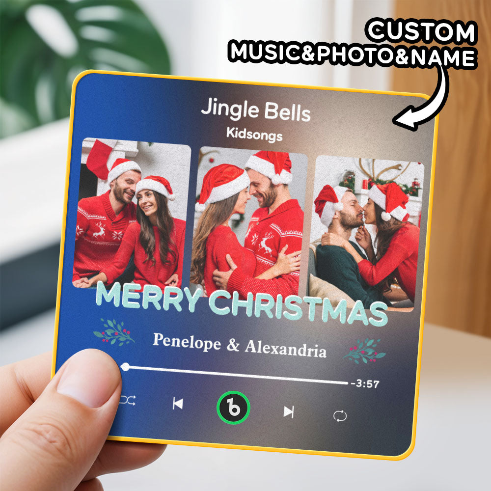 FridgeBeats Framed 4.0 Custom 3 Photos Music Fridge Magnet FridgeBeats Pro Supports Bluetooth Connectivity Christmas Gifts