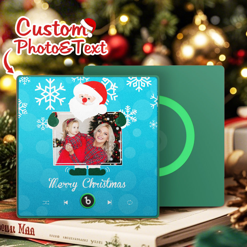 FridgeBeats Framed 4.0 Custom Music And Photo Fridge Magnet Santa and Snowflakes Fridge Magnet for Christmas