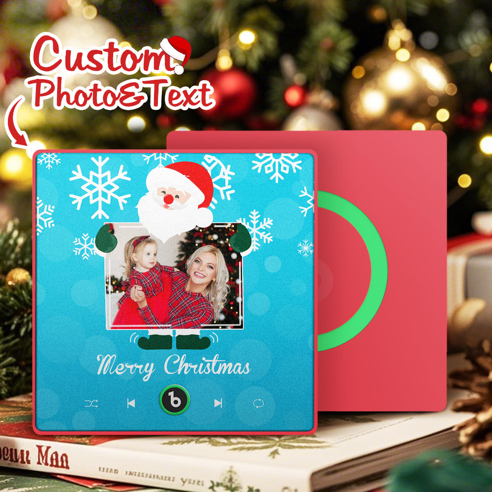 FridgeBeats Framed 4.0 Custom Music And Photo Fridge Magnet Santa and Snowflakes Fridge Magnet for Christmas