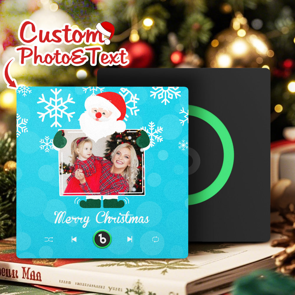 FridgeBeats Frameless 4.0 Custom Music And Photo Fridge Magnet Santa and Snowflakes Fridge Magnet Gift for Christmas