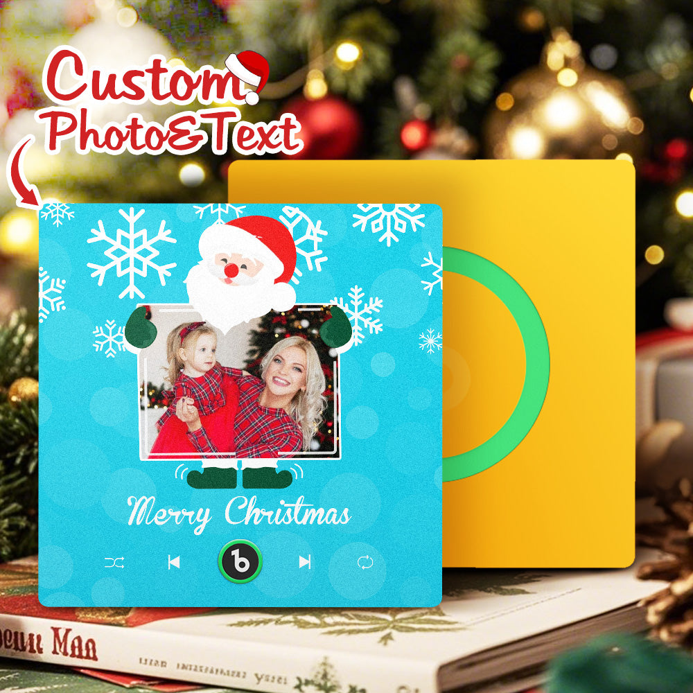 FridgeBeats Frameless 4.0 Custom Music And Photo Fridge Magnet Santa and Snowflakes Fridge Magnet Gift for Christmas