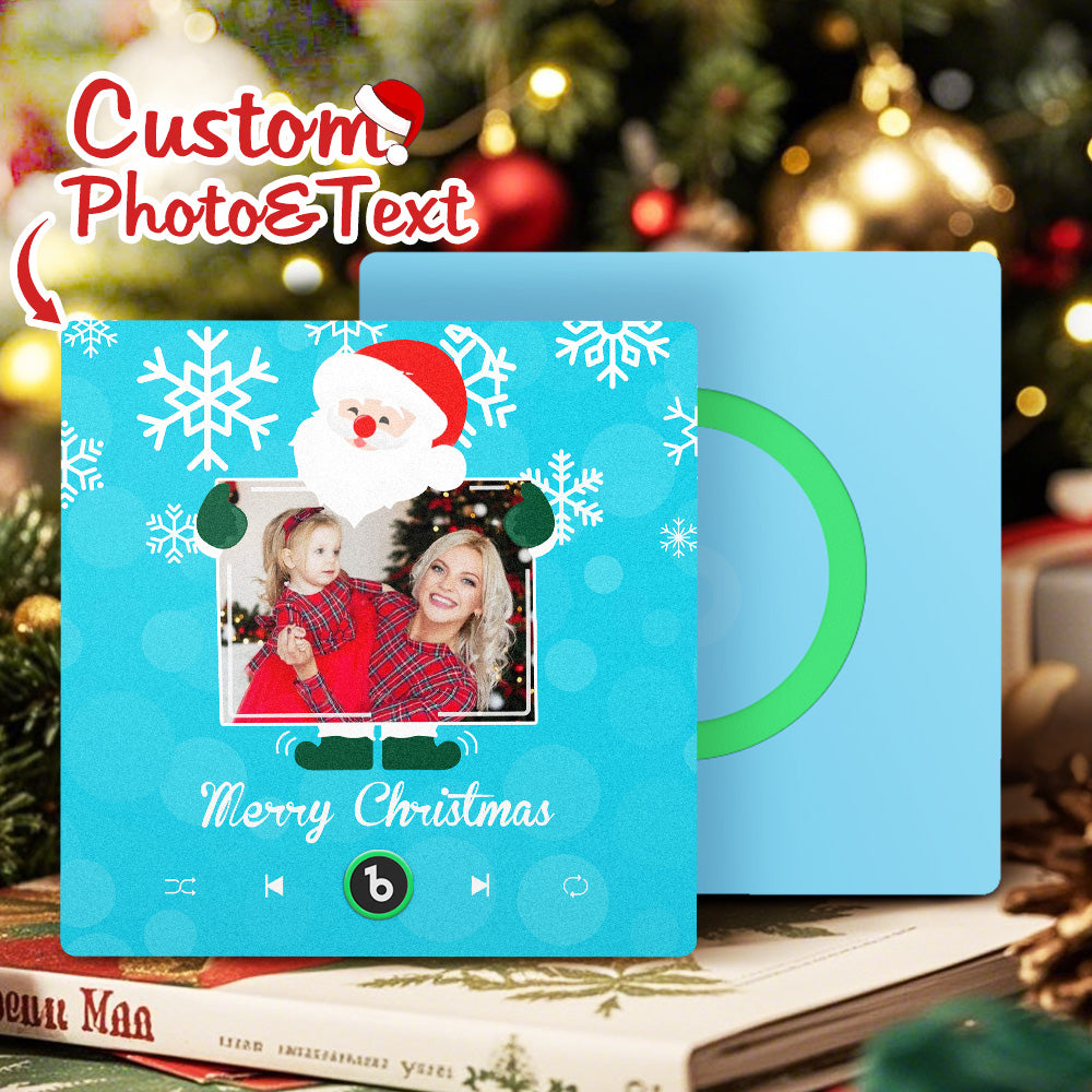 FridgeBeats Frameless 4.0 Custom Music And Photo Fridge Magnet Santa and Snowflakes Fridge Magnet Gift for Christmas