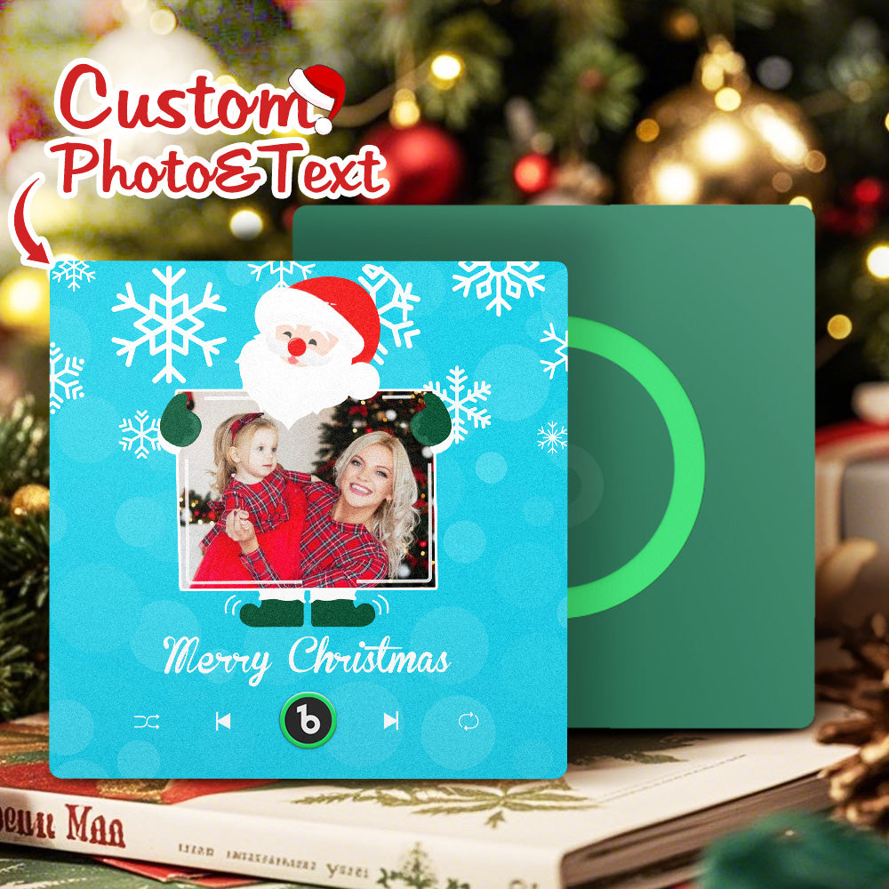 FridgeBeats Frameless 4.0 Custom Music And Photo Fridge Magnet Santa and Snowflakes Fridge Magnet Gift for Christmas