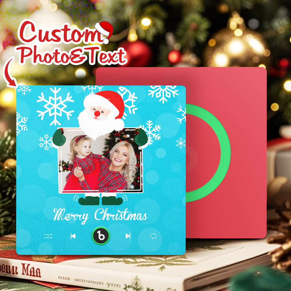 FridgeBeats Frameless 4.0 Custom Music And Photo Fridge Magnet Santa and Snowflakes Fridge Magnet Gift for Christmas