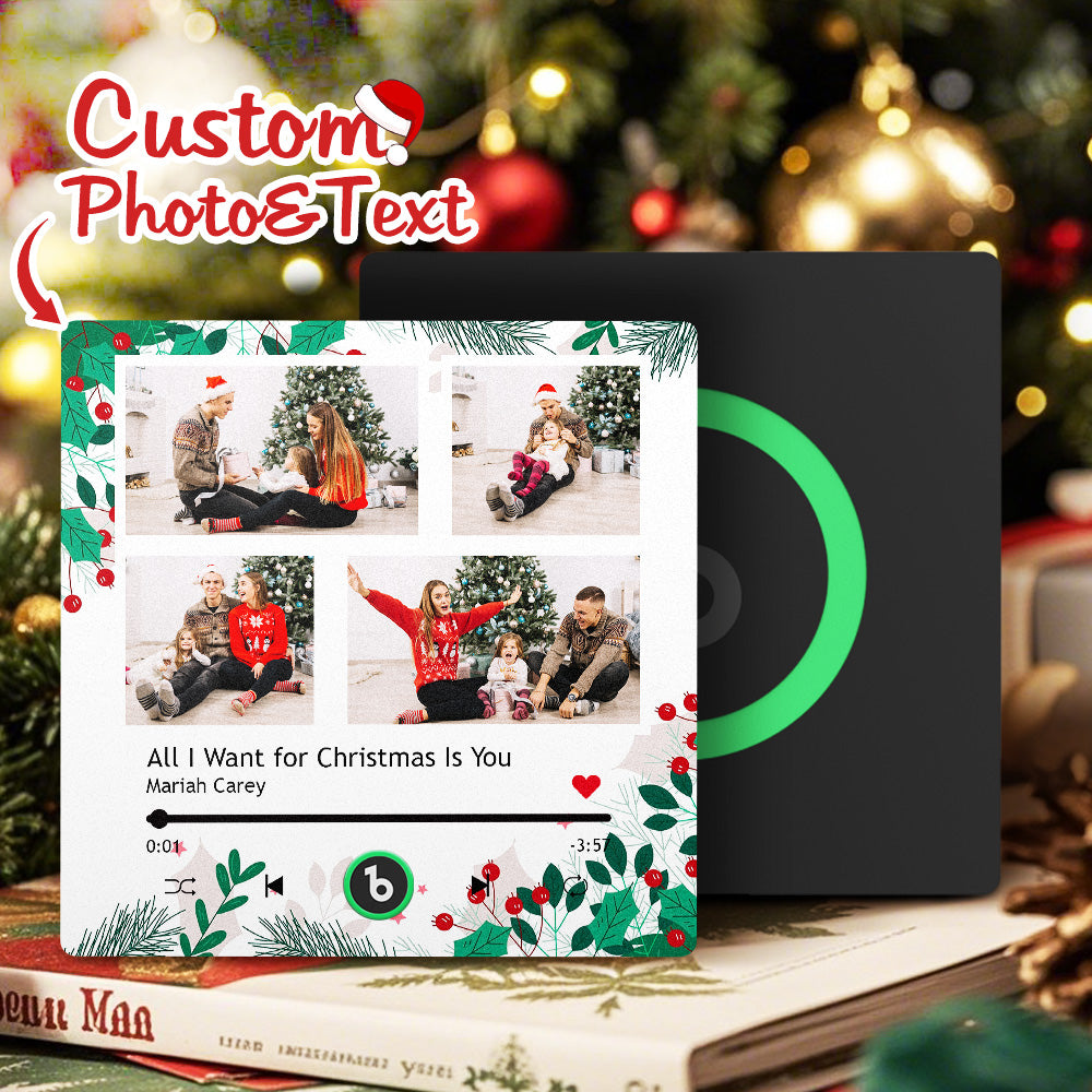 FridgeBeats Frameless 4.0 Custom Music Fridge Magnet Personalized Multi Photo Fridge Magnet for Christmas Gift