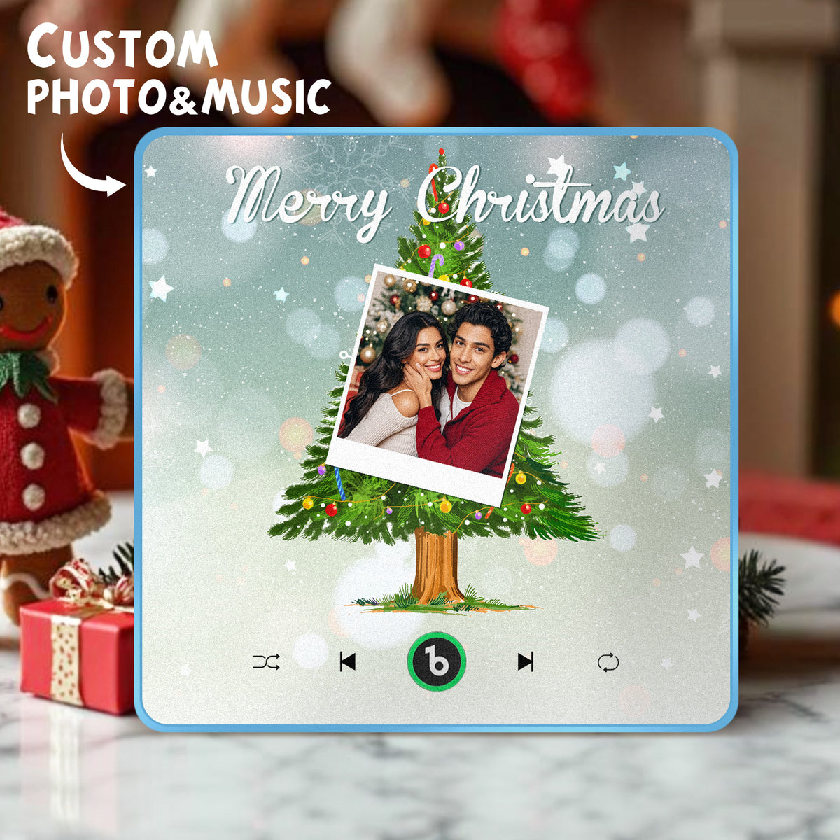 FridgeBeats Framed 4.0 Custom Music And Photo Fridge Magnet Christmas Tree Fridge Magnet for Christmas Gifts