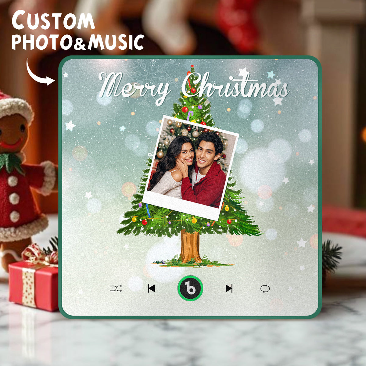 FridgeBeats Framed 4.0 Custom Music And Photo Fridge Magnet Christmas Tree Fridge Magnet for Christmas Gifts