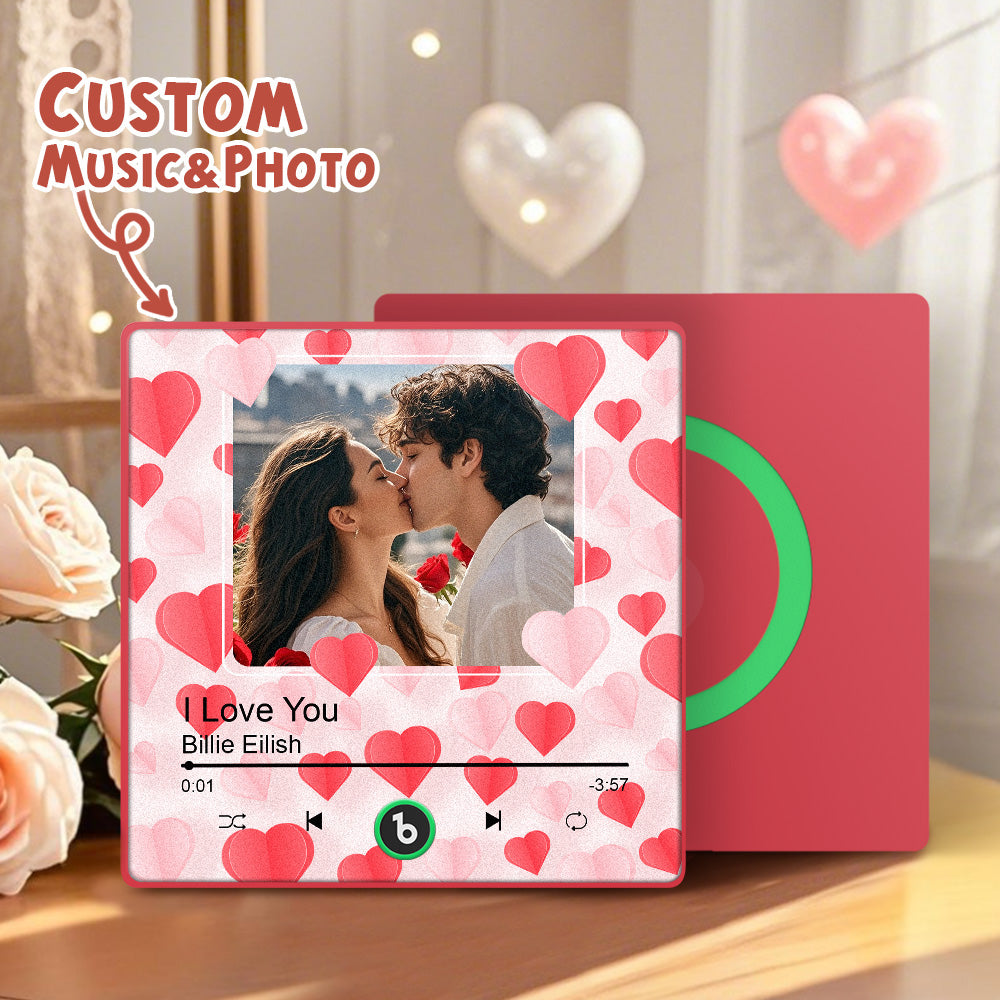 FridgeBeats Framed Custom Photo with Hearts Music Fridge Magnet Sticker Special for Valentine's Day New 4.0 Upgrade Colorful Frame