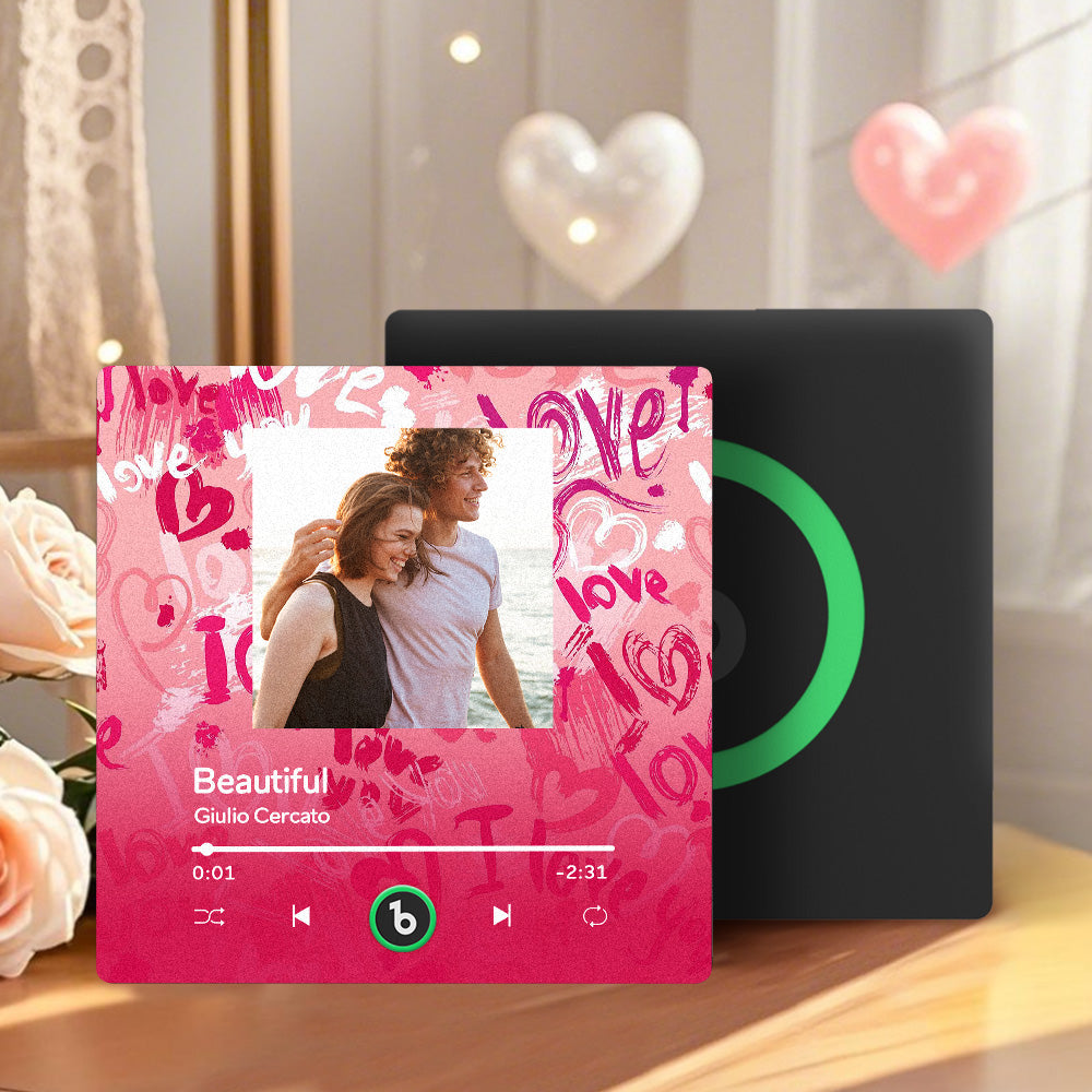 FridgeBeats Frameless 4.0 Personalized Love Theme Music Fridge Magnet Valentines Gift Music Wall Photo Sticker Music Movement