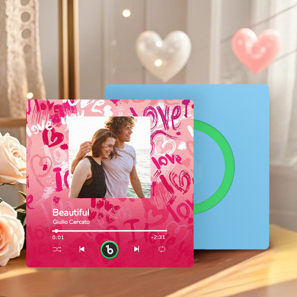 FridgeBeats Frameless 4.0 Personalized Love Theme Music Fridge Magnet Valentines Gift Music Wall Photo Sticker Music Movement