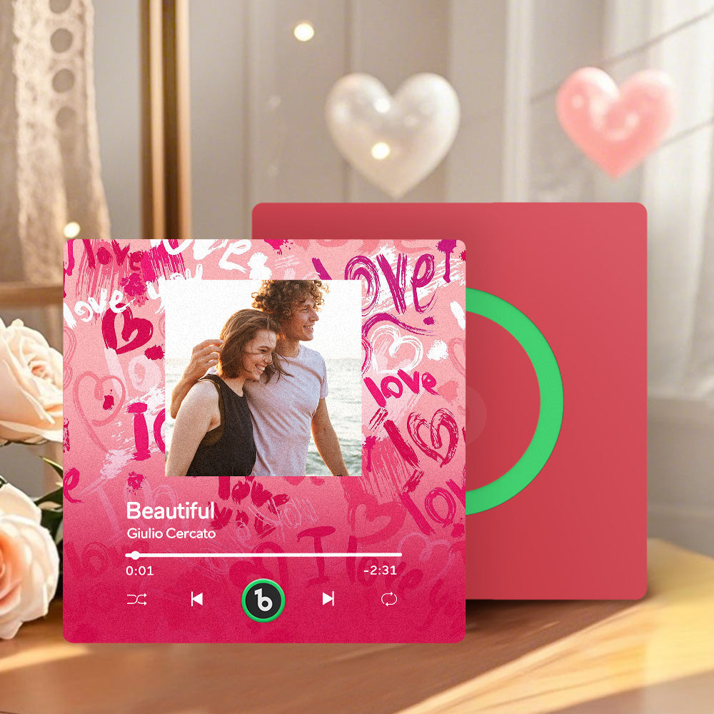 FridgeBeats Frameless 4.0 Personalized Love Theme Music Fridge Magnet Valentines Gift Music Wall Photo Sticker Music Movement