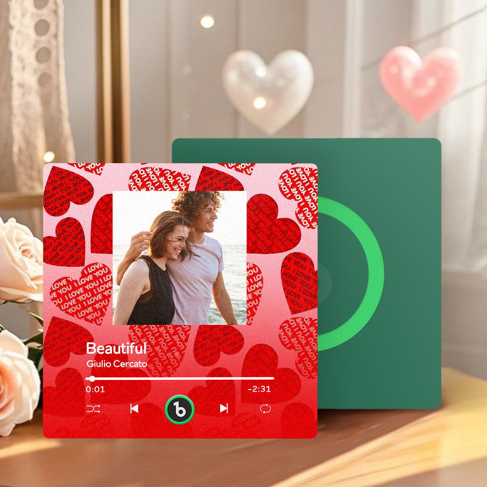 FridgeBeats Frameless 4.0 Personalized Music Fridge Magnet with Red Heart Valentines Gift Music Wall Photo Sticker Music Movement