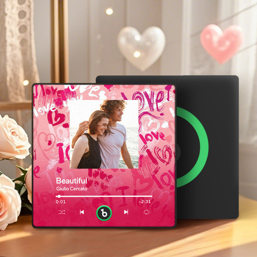 FridgeBeats Framed 4.0 Personalized Love Theme Music Fridge Magnet Valentines Gift Music Wall Photo Sticker Music Movement