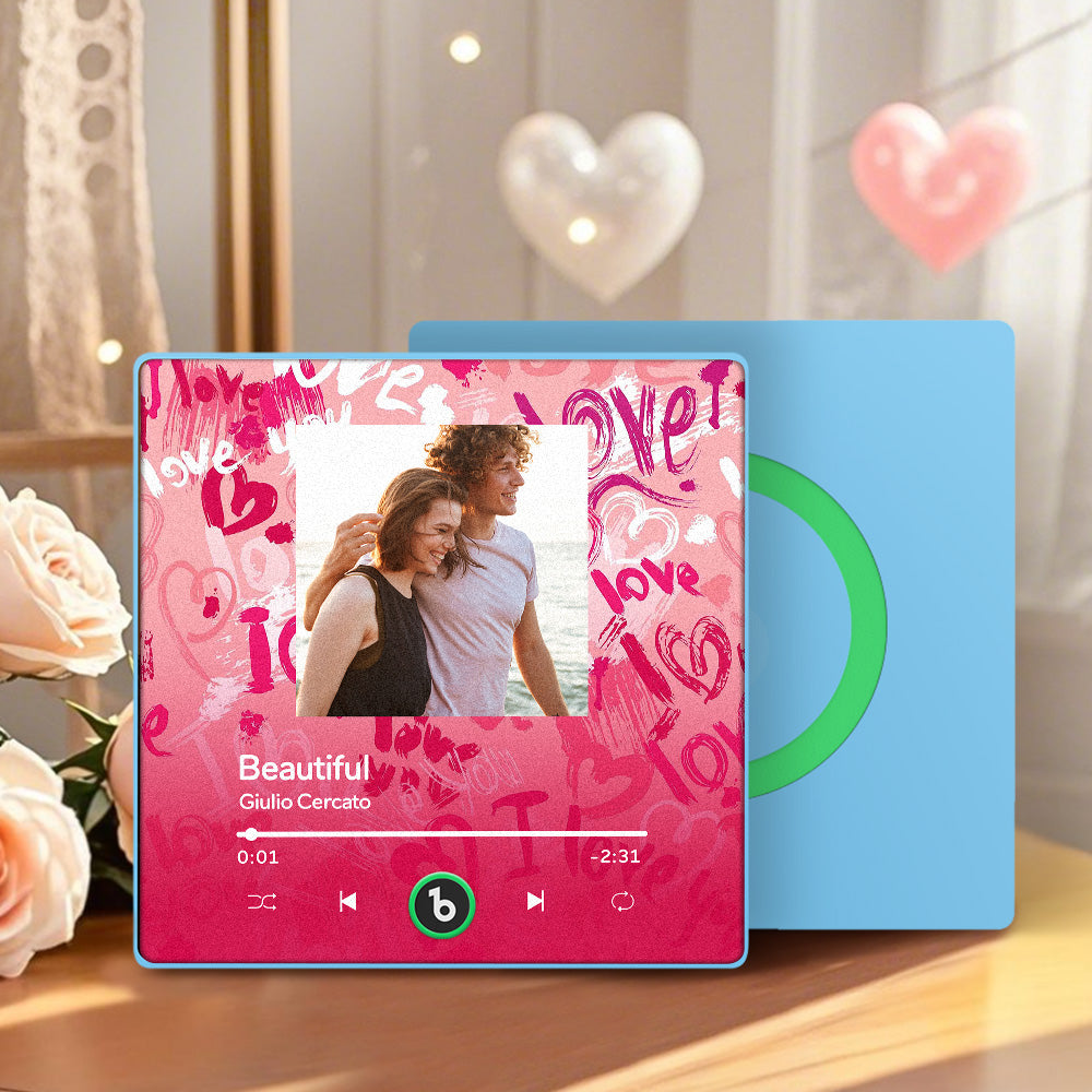 FridgeBeats Framed 4.0 Personalized Love Theme Music Fridge Magnet Valentines Gift Music Wall Photo Sticker Music Movement