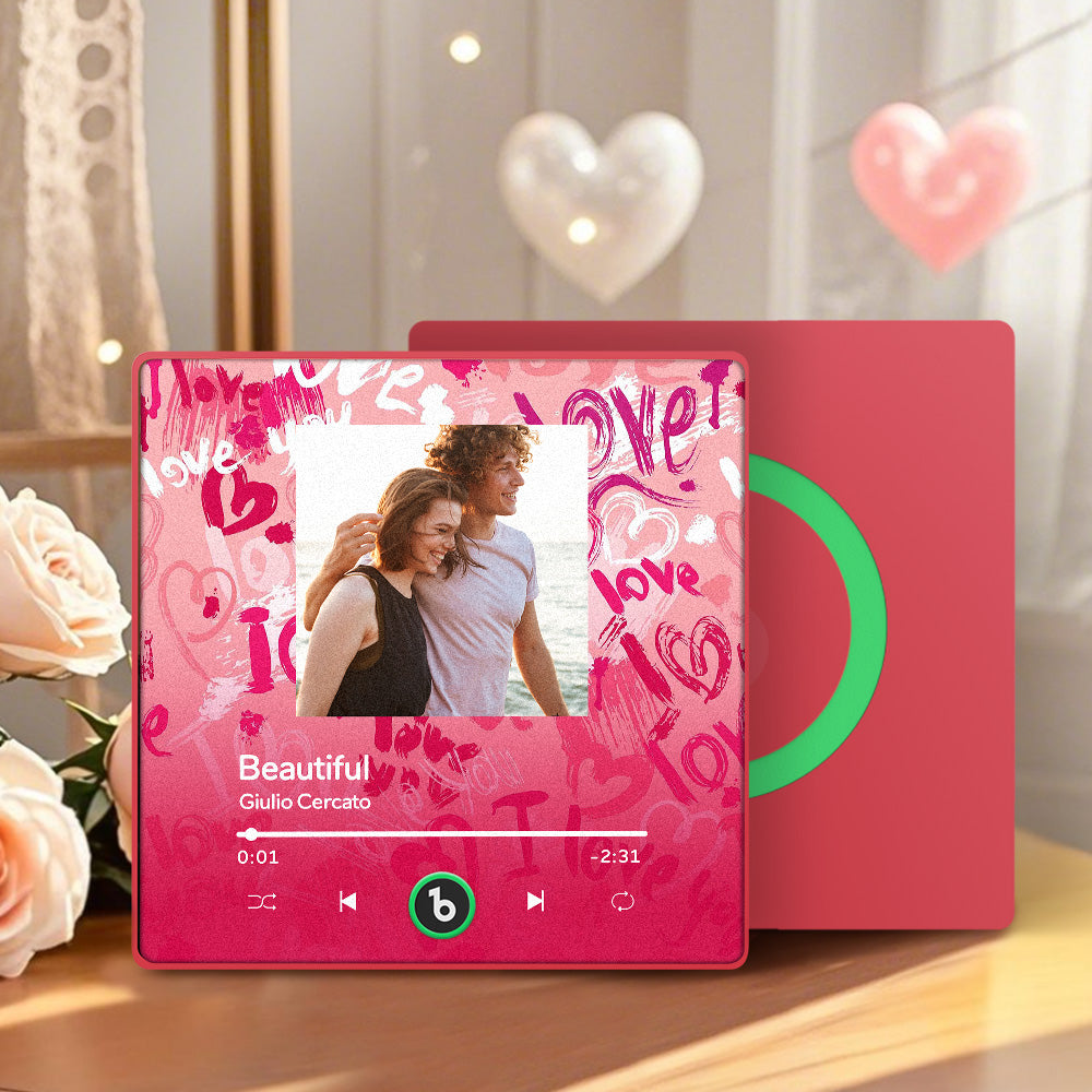 FridgeBeats Framed 4.0 Personalized Love Theme Music Fridge Magnet Valentines Gift Music Wall Photo Sticker Music Movement