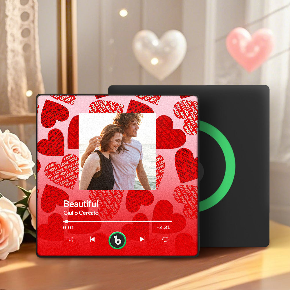 FridgeBeats Framed 4.0 Personalized Music Fridge Magnet with Red Heart Valentines Gift Music Wall Photo Sticker Music Movement