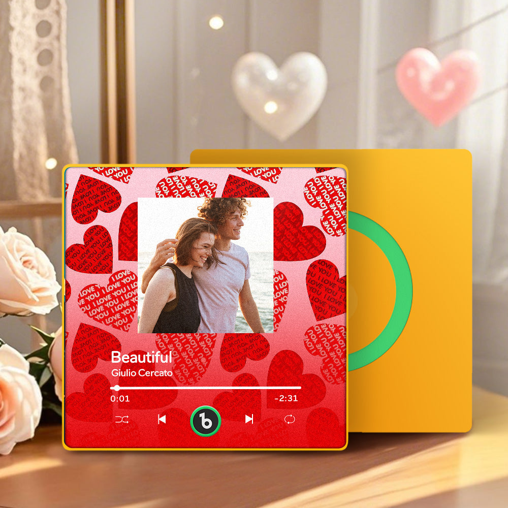 FridgeBeats Framed 4.0 Personalized Music Fridge Magnet with Red Heart Valentines Gift Music Wall Photo Sticker Music Movement