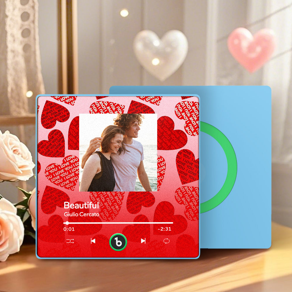FridgeBeats Framed 4.0 Personalized Music Fridge Magnet with Red Heart Valentines Gift Music Wall Photo Sticker Music Movement