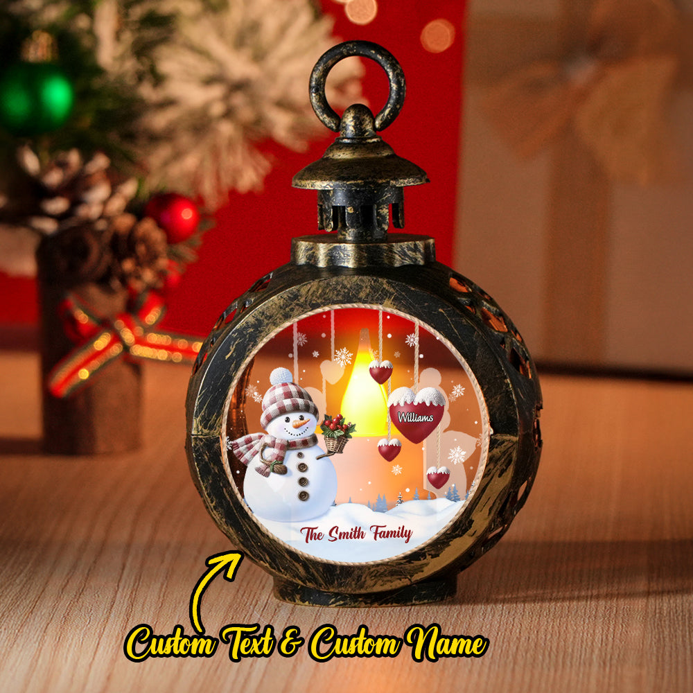 Custom Name Snowman Lantern Ornament – Personalized Vintage-Style Christmas Hanging Decoration